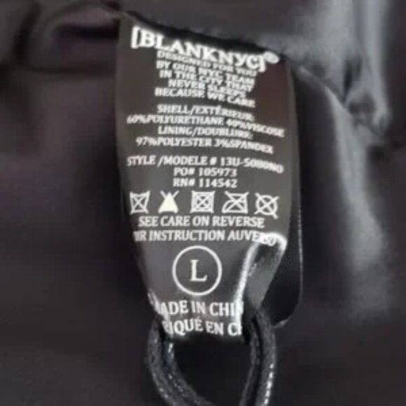 Blanknyc Black Open Front Faux Leather Blazer SZ L - Picture 4 of 6